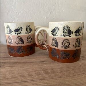 Vintage Owl Mugs Set of 2 Made in Japan